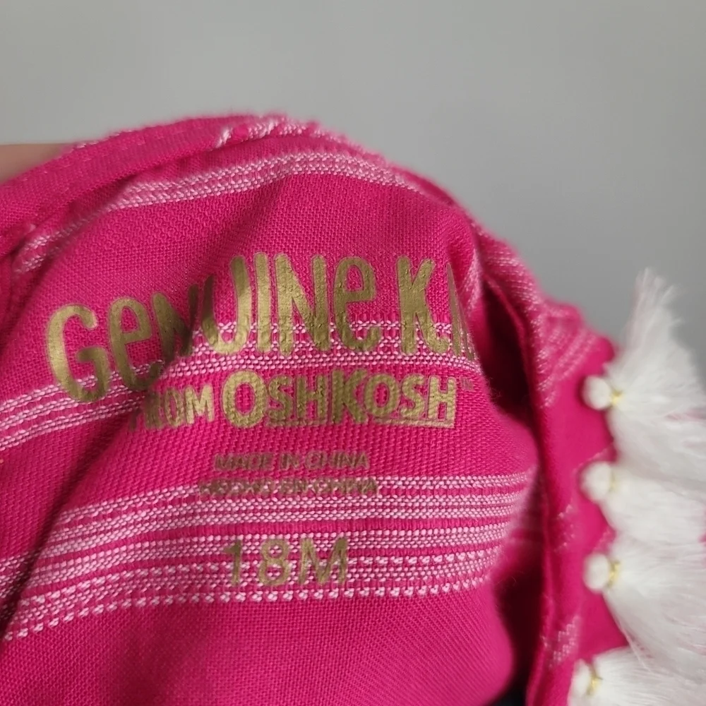 Genuine Kids 18 M‎ OshKosh B'Gosh Pink Striped Tassle Blouse Shirt Boho